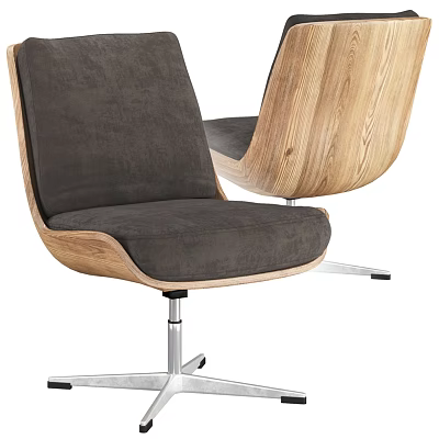 Modern Accent Chair With Wooden Frame Gray Upholstery And Swivel Base 3d model