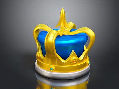Ornate Gold And Blue Decorative Crown With Shiny Gems As Fashionable Headwear Accessory 3d model