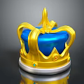 Ornate Gold And Blue Decorative Crown With Shiny Gems As Fashionable Headwear Accessory