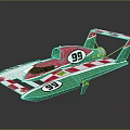 Vibrant Red Green White Racing Speedboat With Streamlined Design And Number 99