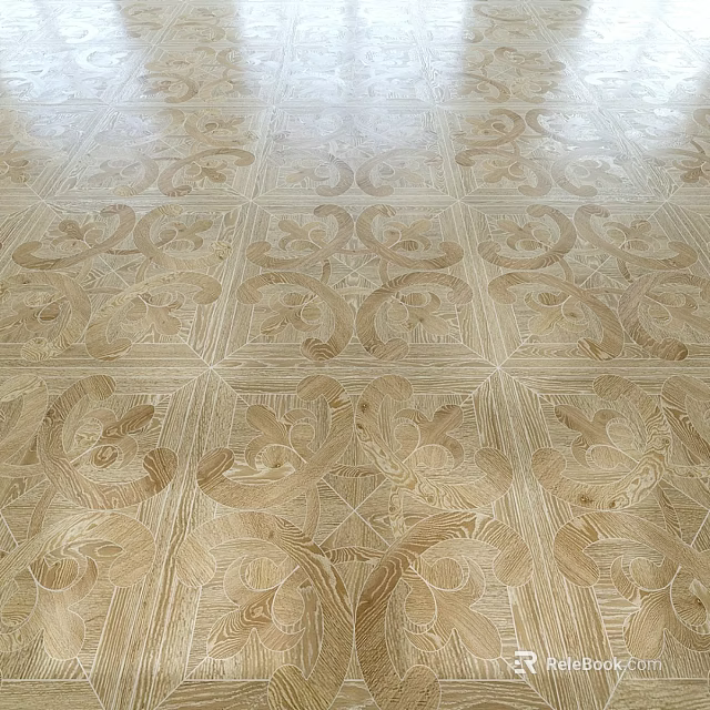 Intricate Patterned Wooden Floor Design With Natural Wood And Decorative Motifs 3d model 