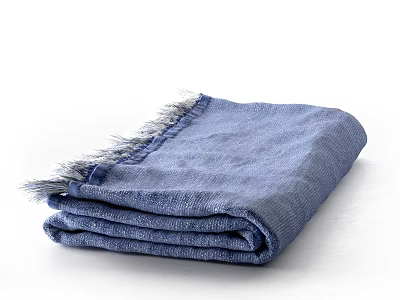 High Quality Soft Blue Folded Towel With Fringes For Bathroom Use 3d model