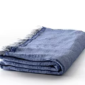 High Quality Soft Blue Folded Towel With Fringes For Bathroom Use