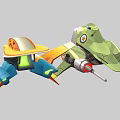 Colorful Cartoon Style Toy Vehicles Featuring Green Orange Blue Designs And Wheels