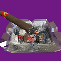 Decorative Ornament Set Featuring Transparent Crystal Ashtray With Cigar And Ash