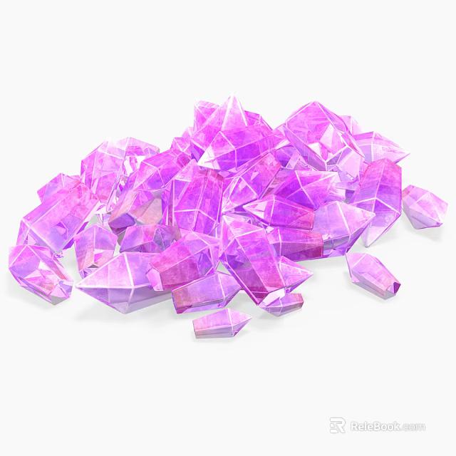 Decorative Ornament Set with Purple Faceted Crystal Pieces for Home Decor 3d model 