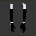 Daily Life Essential Two Black Gloves With Silver Metal Ring Decorations