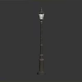 Classical Street Lamp Design With Ornate Pole And Vintage Light Shade