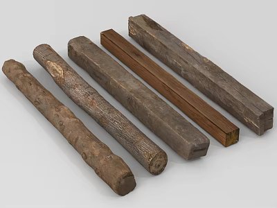 Various Textured Columns in Different Materials Arranged Together on 3d model