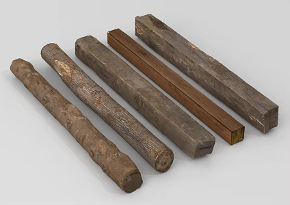Modern Wood Pillar Old Wooden Member 3d model