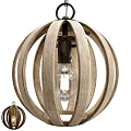 Rustic Wooden Chandelier With Circular Open Frame And Transparent Vintage Bulb For Interior Lighting