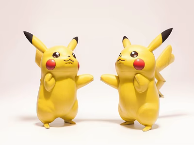 Cute Yellow Pikachu Decorative Figurine Set Standing Facing Each Other 3d model