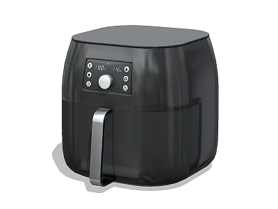 Modern Black Kitchen Air Fryer With Control Panel And Handle 3d model