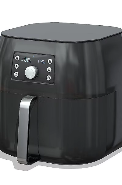 Modern Black Kitchen Air Fryer With Control Panel And Handle 3d model