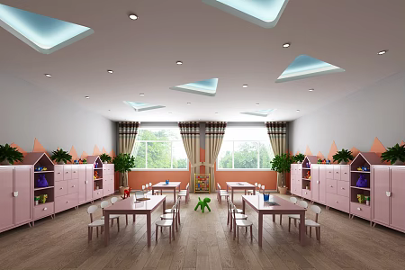 Nordic Kindergarten Classroom Art Room Reading Room Early Education Center 3d model