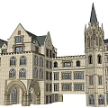 Classic European Architecture With Tall Spire Arched Windows And Stone Exterior Design