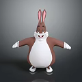 Cute Cartoon Rabbit With Brown Body White Belly And Pink Ears Smiling With Arms Open