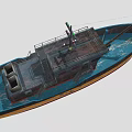 Rusty Ship Featuring Black Yellow Red Hull Deck Crane And Superstructure