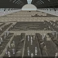 Numerous Terracotta Warriors Standing Arranged In Indoor Exhibition Hall Ground