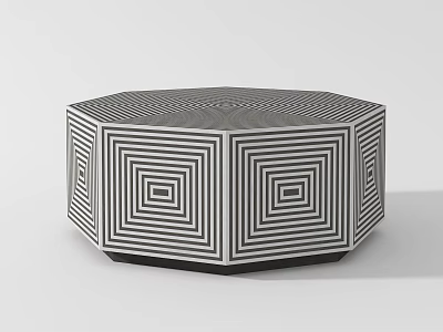 Modern Octagonal Coffee Table With Black And White Striped Geometric Pattern Design 3d model