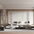 Modern Living Room Interior Design With Sectional Sofa Coffee Table And Striped Rug