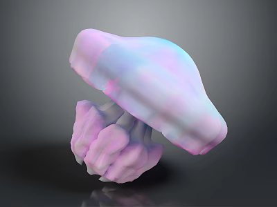 Pastel Purple And Blue Jellyfish With Transparent Floating Bell And Soft Pink Tentacles 3d model