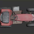 Red Functional Tractor with Black Seat Steering Wheel and Heavy Duty Tires
