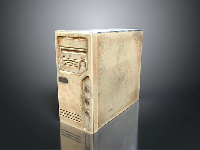 Vintage Desktop Computer Case With Worn Surface And Front Panel Buttons 3d model