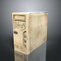 Vintage Desktop Computer Case With Worn Surface And Front Panel Buttons