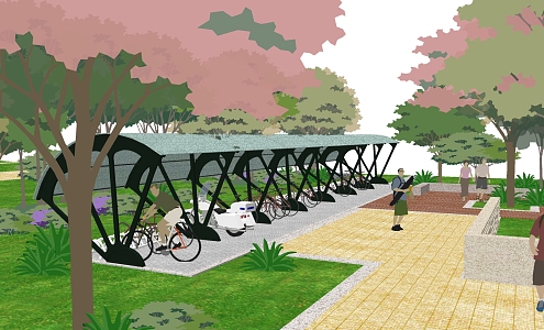 Modern carport bicycle carport 3d model