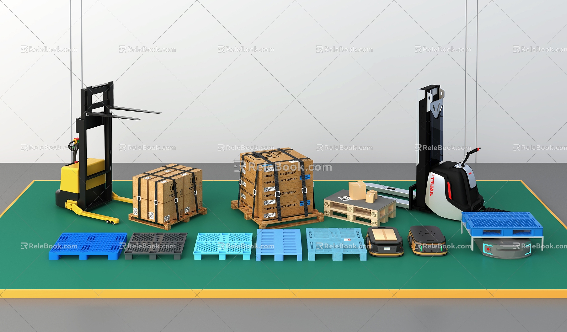 Pallet pallet logistics packing box forklift unmanned transport vehicle 3d model