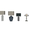 Various Modern Table Lamps With Different Base Styles And Fabric Shades 3d model