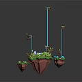 Lush Natural Floating Islands With Green Grass And Blue Structural Supports