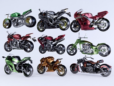 Modern Motorcycle Combination 3d model