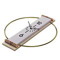 Minimalist Wall Clock With Golden Circular Frame And White Rectangular Face 3d model