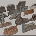 Damaged Walls Of Various Materials Including Stone Brick Concrete From Ruined Old Building