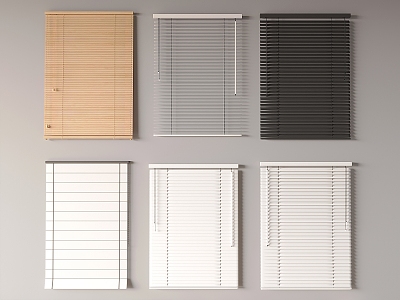 venetian blinds rolling blinds solid wood drawing curtains 3d model