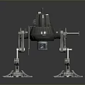 Detailed Military Mechanical Structure With Turret Wheels Ladder And Mechanical Legs