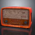 Vintage Red Wooden Radio Electronic Appliance With Knobs And Tuning Dial