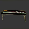 Black Electronic Keyboard With White Keys And Metal Stand For Home Living Use