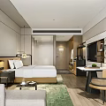 Modern Hotel Room Interior With King Bed Sofa Writing Desk And Decorative Painting