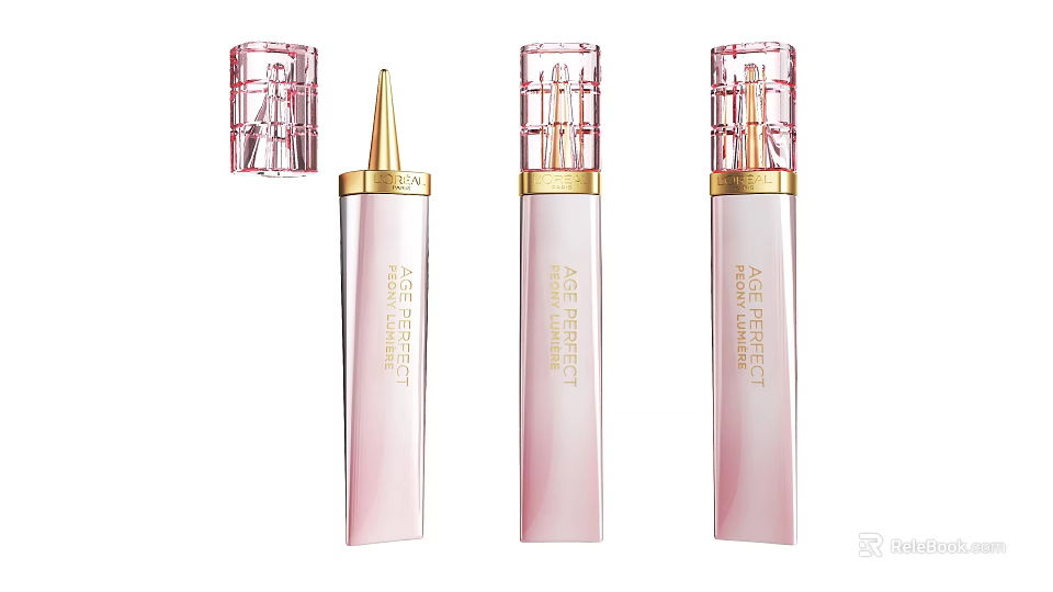 Perfect Diary Pink Lip Gloss With Gold Accents And Transparent Cap Design 3d model 