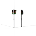 Two Traffic Lights With Green Signals Illuminated On White Background