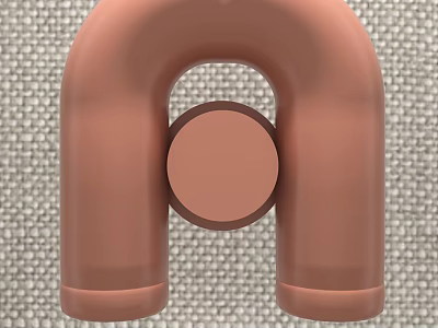 Modern Rose Gold Wall Lamp With U Shaped Design And Circular Element On Fabric Background 3d model