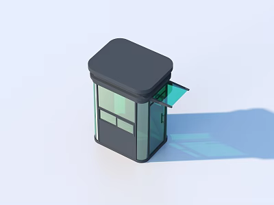 Modern Small Booth With Black Roof Transparent Glass And Open Door Design 3d model