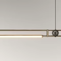 Sleek Modern Linear Pendant Light With Metallic Structure And Illuminated Strip Design 3d model