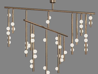 Modern Chandelier Design With Metal Frame And White Spherical Hanging Accents 3d model