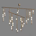 Modern Chandelier Design With Metal Frame And White Spherical Hanging Accents