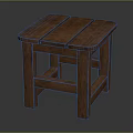 Solid Wooden Stool With Three Slat Top And Simple Design Structure 3d model
