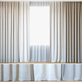 Elegant Light Colored Textured Window Curtains With Soft Fabric And Layered Design 3d model